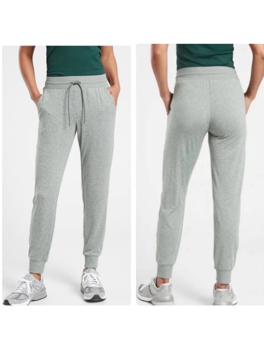 Athleta Uptempo Jogger Heathered Green Pant LT Large Tall Drawstring Athleisure